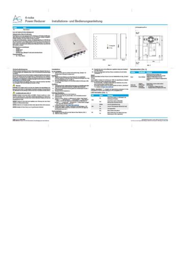 Installation- und Bedienungsanleitung Power-Reducer