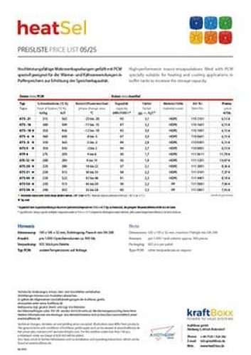 Preisliste heatSel PCM Material