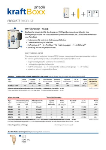 Preisliste kraftBoxx S