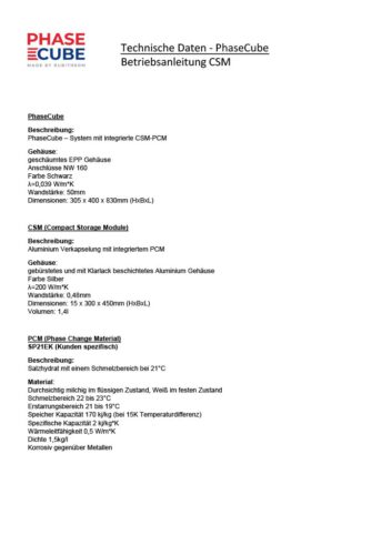 Technische PhaseCube Betriebsanleitung CSM